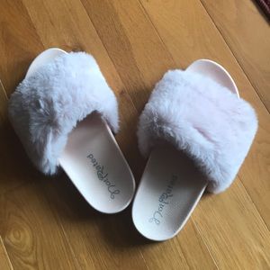 Fluffy pink slides